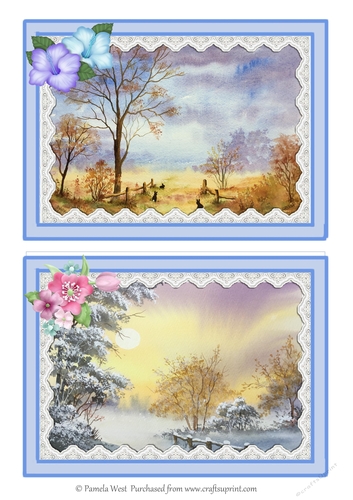 Misty Morning and Winter scene  card toppers