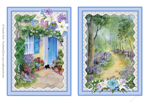 Cottage Door and Bluebell Wood Two  card toppers