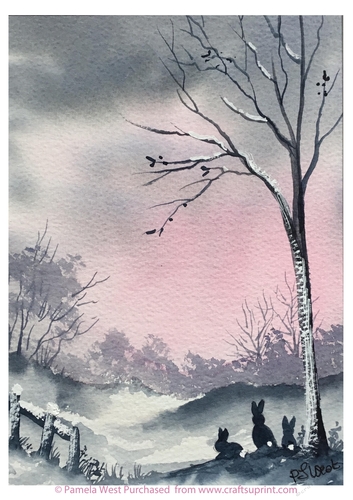 Pink Skies and Rabbits Designer resource or card topper