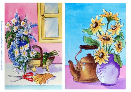 Flower Arranging and Copper Kettle - Original Art