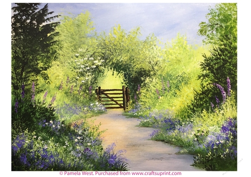 Springtime Walk  Original art for Designer resource or Card topper