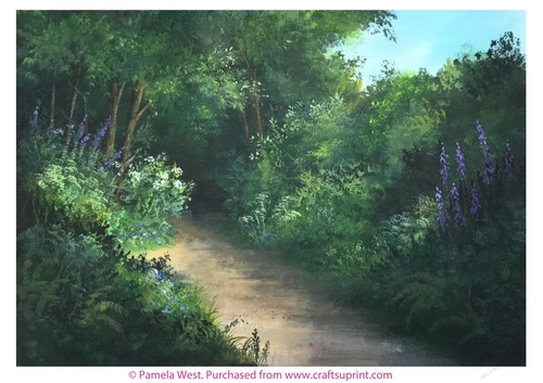 Summer Woods Original art for Designer resource or Card topper