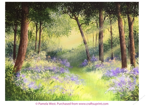 Bluebells and Sunbeams Original art for Designer resource or Card topper