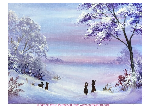 4 Rabbits in the snow, Designer resource or card topper