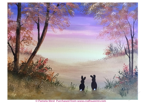 Rabbits watching Sunset, Designer resource or card topper