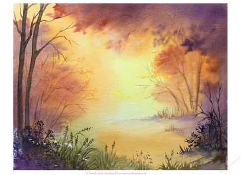 Autumn Woodland. An original watercolour painting for card toppers or designer resources