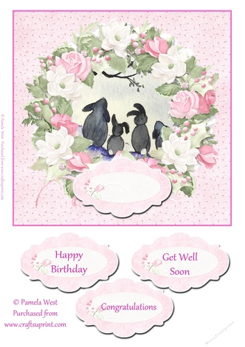 Rabbit Silhouettes card topper and Sentiment tags