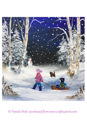 Fun in the snow 1 Original art for designer resources or card toppers