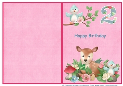 Little Deer 2nd birthday print and fold quick card