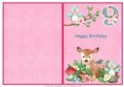 Little Deer 9th birthday print and fold quick card