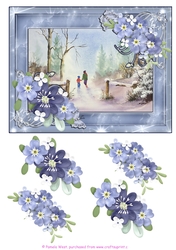 Winter 2 Christmas Winter scene. Christmas card topper with decoupage