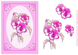 Pink Pansies and Gingham Decoupage Card