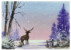 Deer in the Snow. Original art for designer resources or card toppers