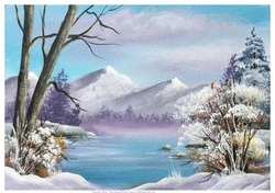 Mountain Lake Original art for designer resources or card toppers