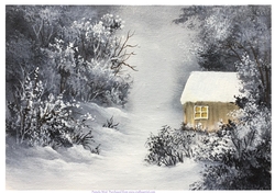 Winter Cabin Original art for designer resources or card toppers