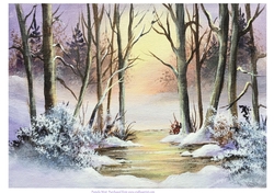 Sunset reflections Original art for designer resources or card toppers