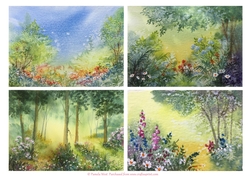 4 Woodland Mini watercolour toppers