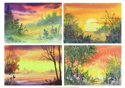 4 Sunset Mini watercolour toppers