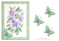 Image of cup476229_117 - Purple Flowers and Butterflies.  watercolour card topper with butterflies decoupage