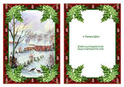 Oast Houses in Snow with Tartan Frame