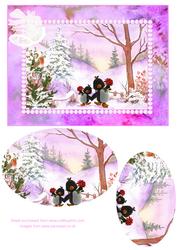 Penguins in the Snow Step by Step Decoupage with Lace Bell