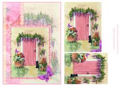 Wisteria Cottage, Cat and Butterfly Pyramid Card