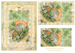 Barge Boat Pyramid Card with Lace Frame and Bow