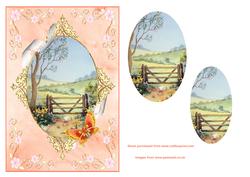 Spring Chickens Step by Step Oval Decoupage Card with Frame