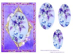 Iris and Lilac, Step by Step Decoupage Card with Lace Frame