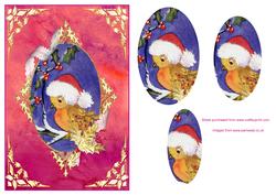 Christmas Robin. Step by Step Decoupage Card