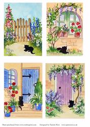 4 Cat Toppers from Original Watercolours