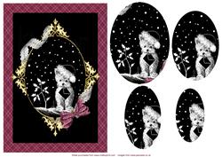 Christmas Westie with Tartan and Lace Decoupage