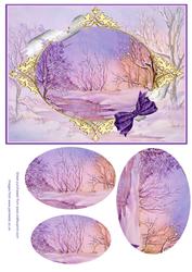 Virgin Snow Decoupage Card with Ornate Frame and Lace