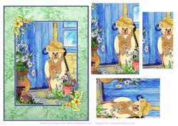 Gardening Bear by the Potting Shed Step by Step Decoupage