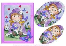 Rag Doll and Butterflies Step by Step Dcoupage Topper