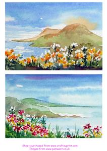 2 Original Watercolour Seascapes designer resource/card topper