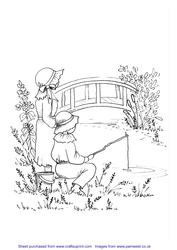 Victorian Children Fishing Digi Stamp