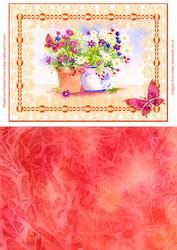 Pot of Flowers with Butterflies Topper and Background
