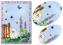 Westie in the Garden Step by Step Decoupage