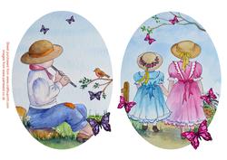 2 Cute Children Watercolour Toppers