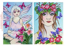 2 Original Watercolours Fairies with Butterflies