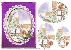 Church in Snow with Robin Step by Step Decoupage