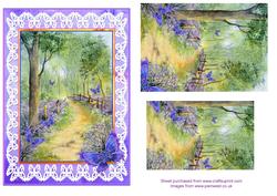 Bluebell Wood with Lace and Butterflies Decoupage