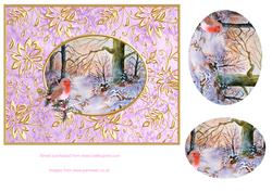 Winter Scene Topper with Robin and Gilded Background