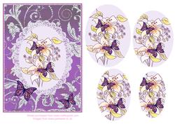 Lilies with Butterflies and Bling Background Decoupage