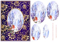 Blue Winter with Robin Step by Step Decoupage
