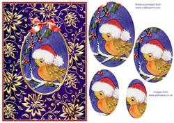 Robin with Gilded Frame Decoupage