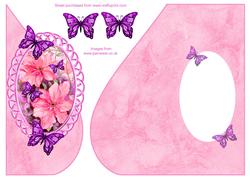 Over the Edge Tear Drop with Pink Clematis and Butterflies