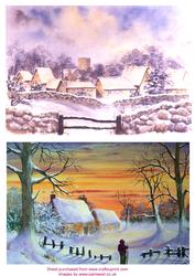 2 Winter Cottages Toppers - Original Art