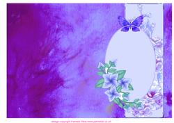 Blue Silk Quick Card with Flowers and Butterflies